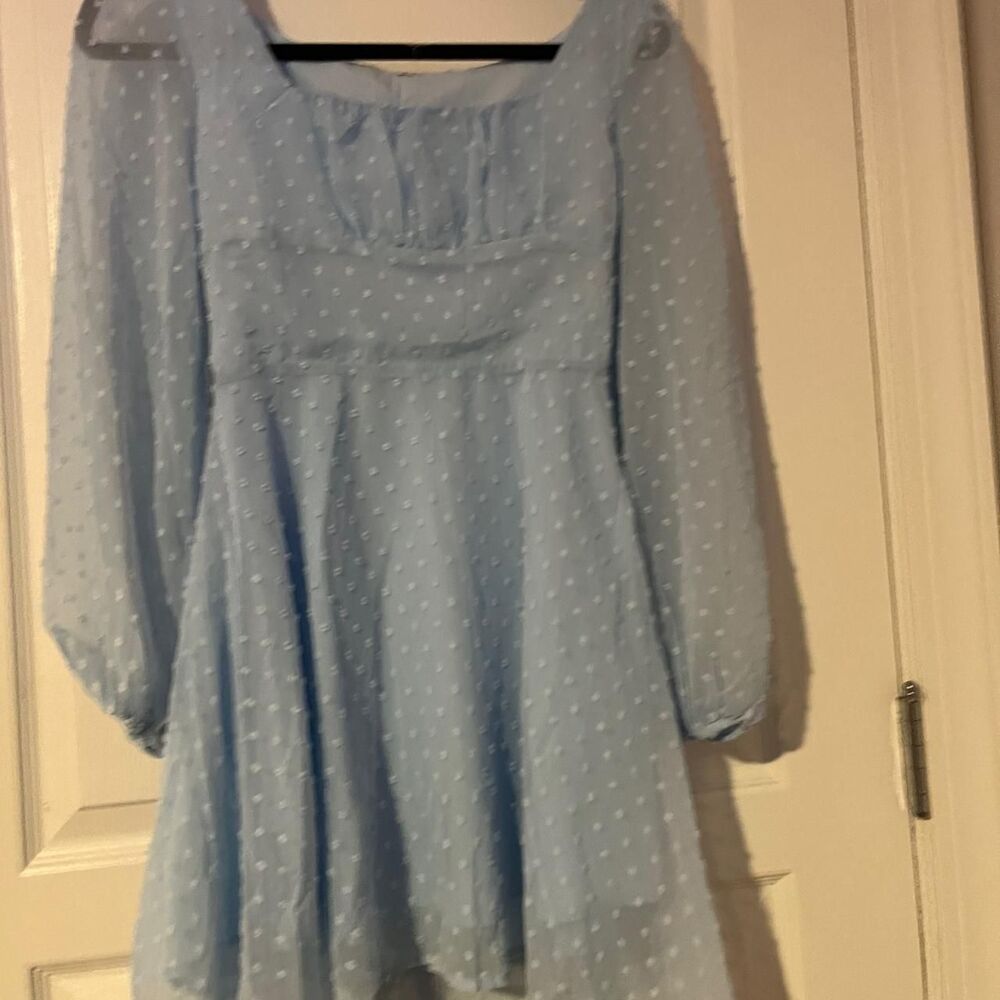 Sky blue long-sleeve dress